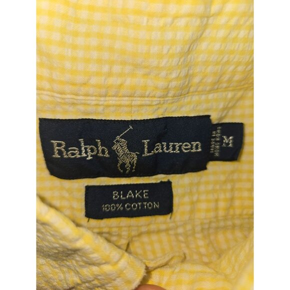 Ralph Lauren Blake Fit Classic Fit Yellow Check SS Shirt Medium Button-Down - Picture 5 of 7